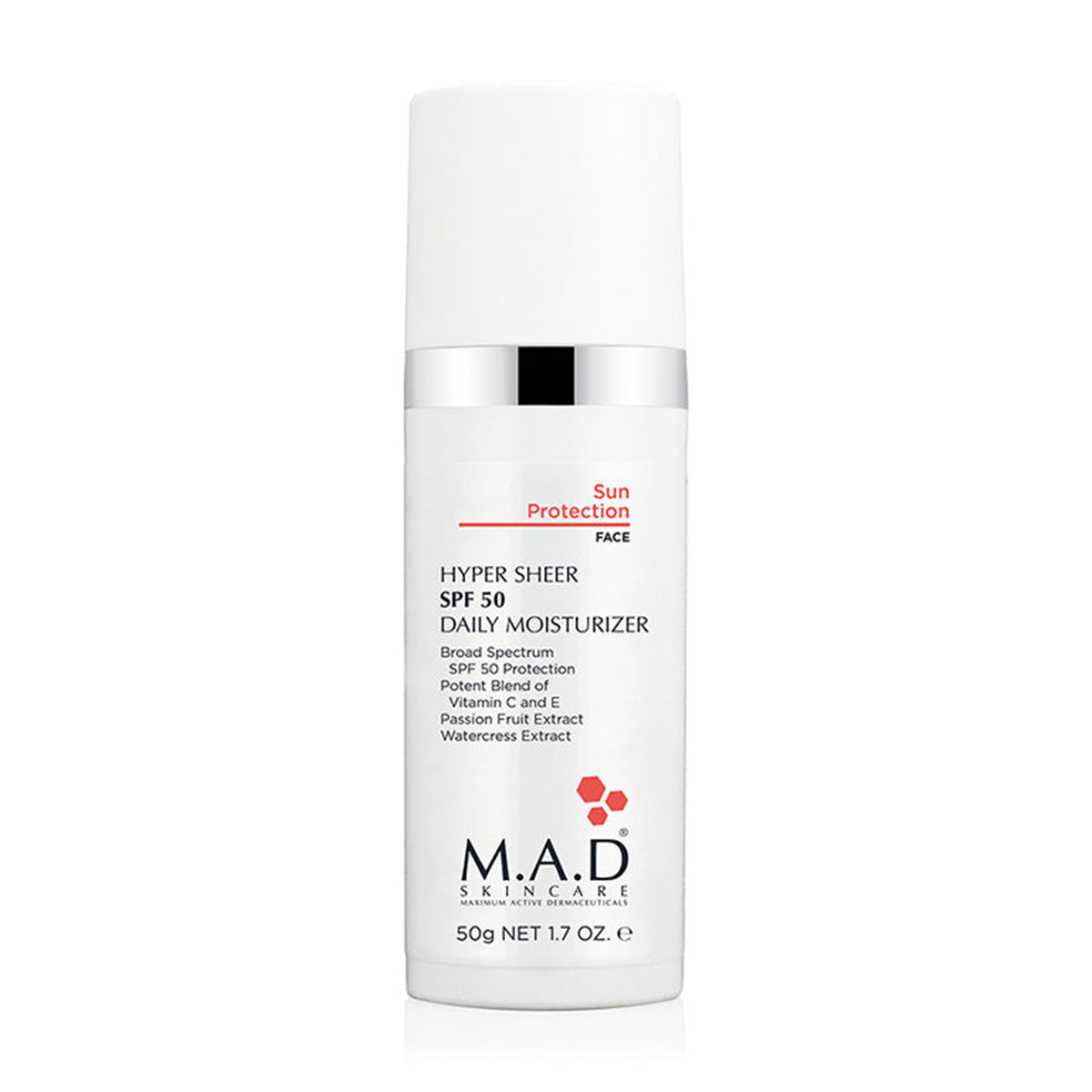 M.A.D. SKINCARE HYPER SHEER SPF 50 DAILY MOISTURIZER